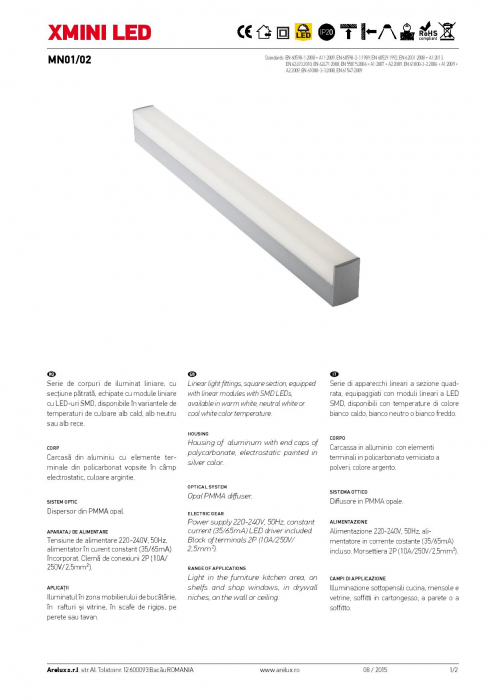 Corp de Iluminat cu LED Liniar XMini LED 220-240V AC 7W 27cm Alb Cald MN01WW [4]