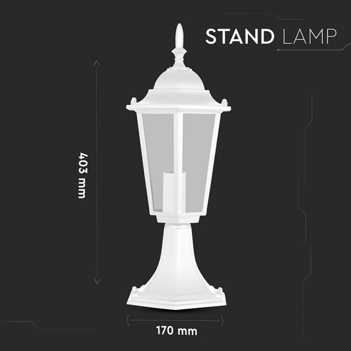 Lampa Suport de Gradina tip Felinar 1xE27 Corp Alb Mat [4]