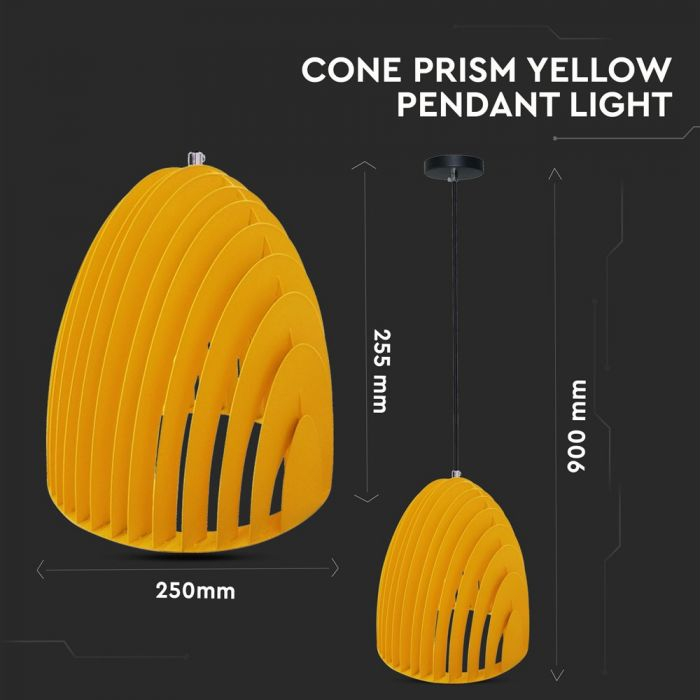 Pendul Design Suspendat Conic Prisma Galben- E 27 5 Ani Garantie [3]