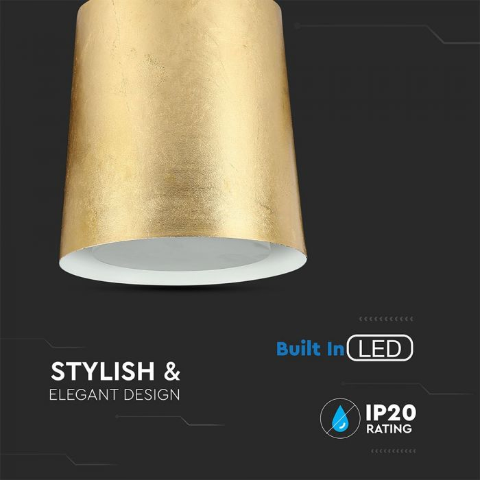 Pendul LED Suspendat 120mm x190mm 7W Corp Auriu - Lumina Calda/Neutra LED incorporat [3]