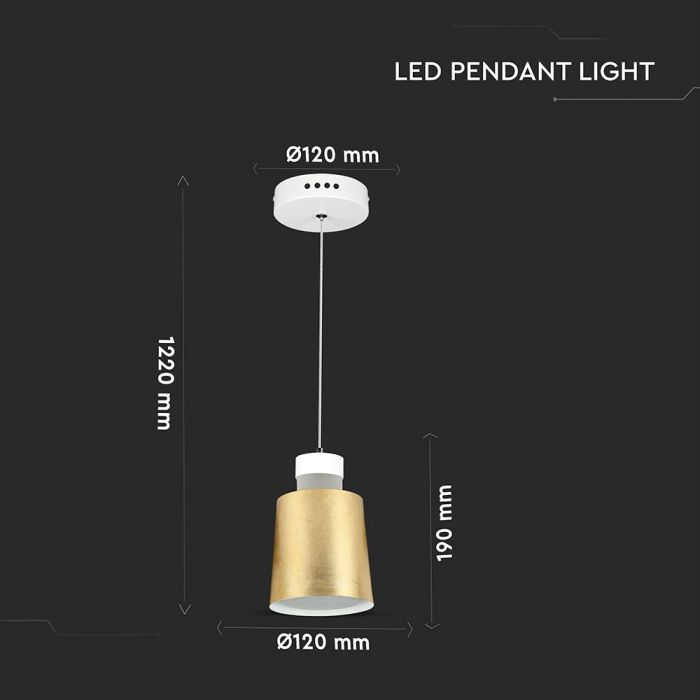 Pendul LED Suspendat 120mm x190mm 7W Corp Auriu - Lumina Calda/Neutra LED incorporat [2]