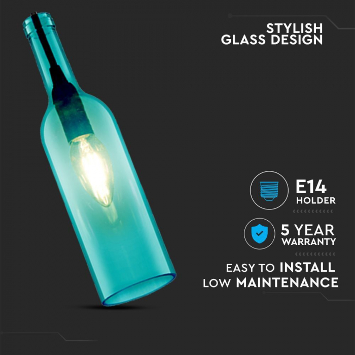 Pendul LED tip Sticla E14 Albastru 5 Ani Garantie [5]