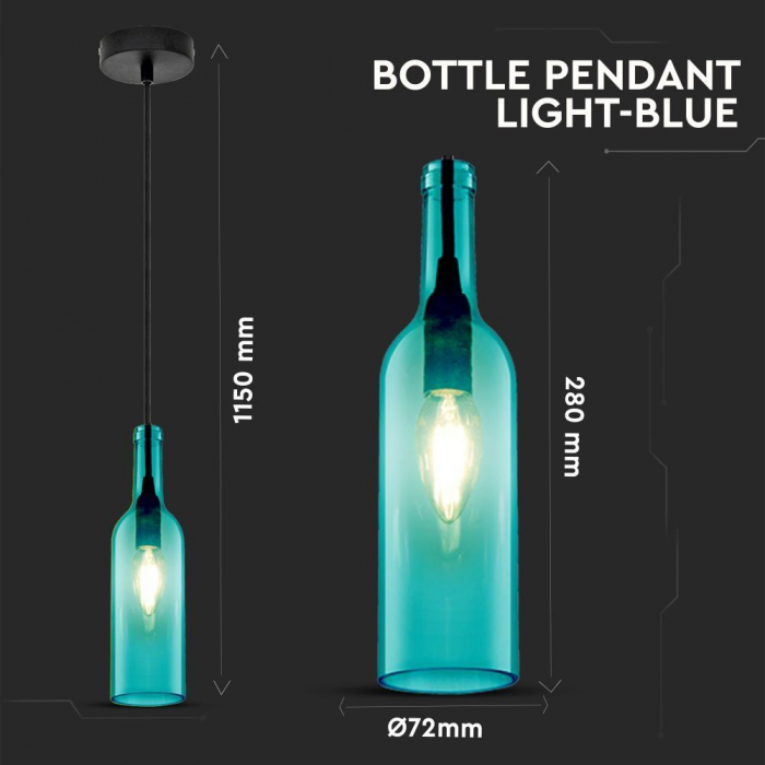 Pendul LED tip Sticla E14 Albastru 5 Ani Garantie [4]