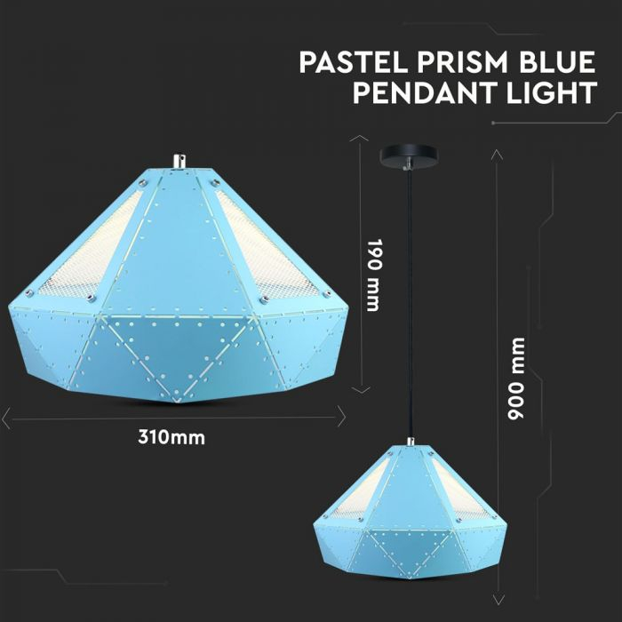 Pendul Suspendat Design Prisma Metal Pastel Albastru E27 5 Ani Garantie [8]