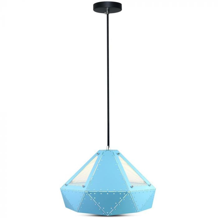 Pendul Suspendat Design Prisma Metal Pastel Albastru E27 5 Ani Garantie [6]