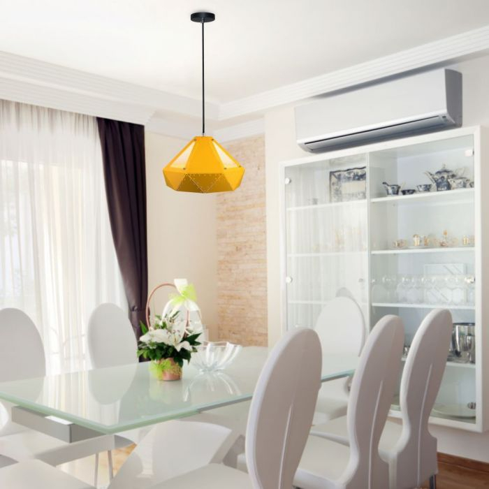 Pendul Suspendat Design Prisma Metal Pastel Galben E27 5 Ani Garantie [5]