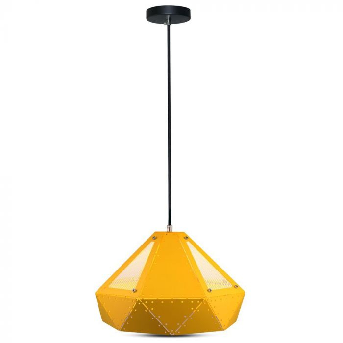 Pendul Suspendat Design Prisma Metal Pastel Galben E27 5 Ani Garantie [6]