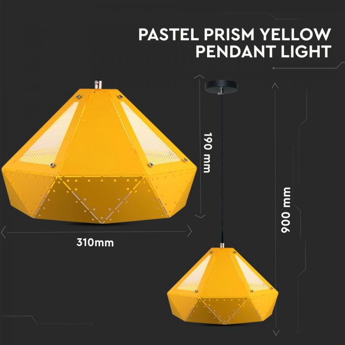 Pendul Suspendat Design Prisma Metal Pastel Galben E27 5 Ani Garantie [3]