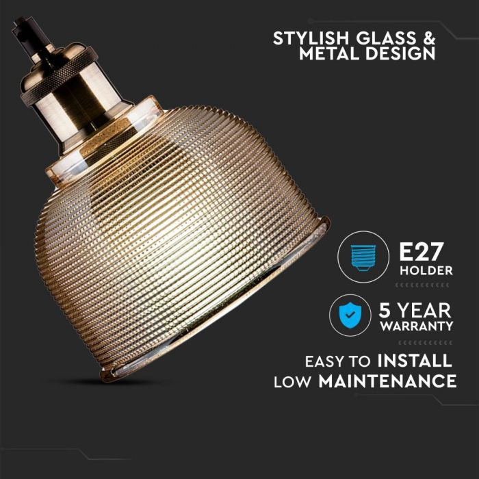 Pendul Suspendat E27 Metal+Sticla Amber 5 Ani Garantie [2]