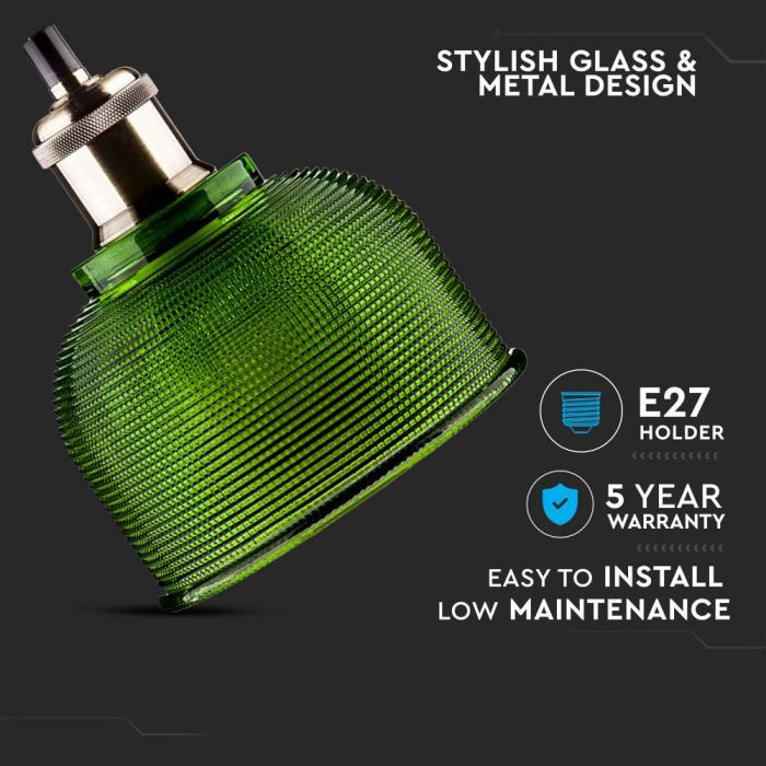 Pendul Suspendat E27 Metal+Sticla Verde 5 Ani Garantie [6]