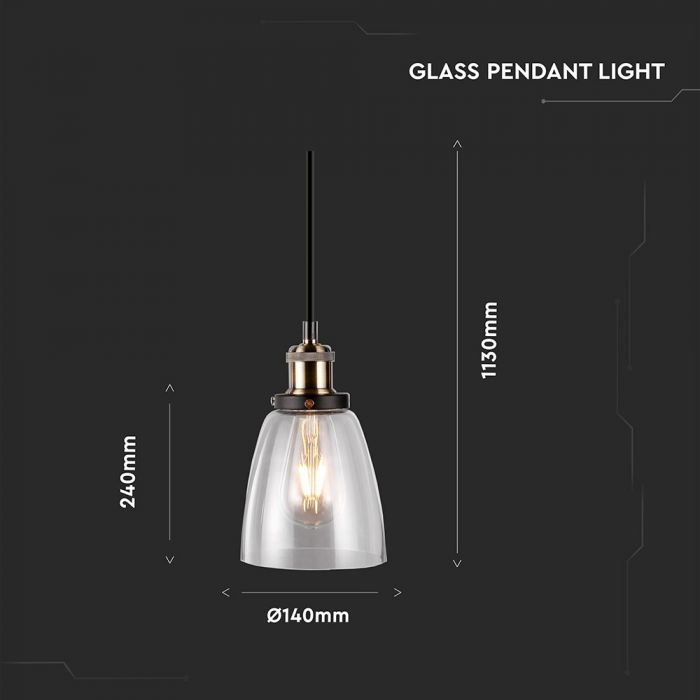 Pendul Suspendat E27 Metal+Sticla Transparent 5 Ani Garantie [3]