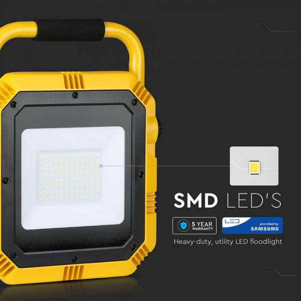 Proiector LED 50W portabil cu fir Cip SAMSUNG 6400K IP65 5 ani garantie [2]