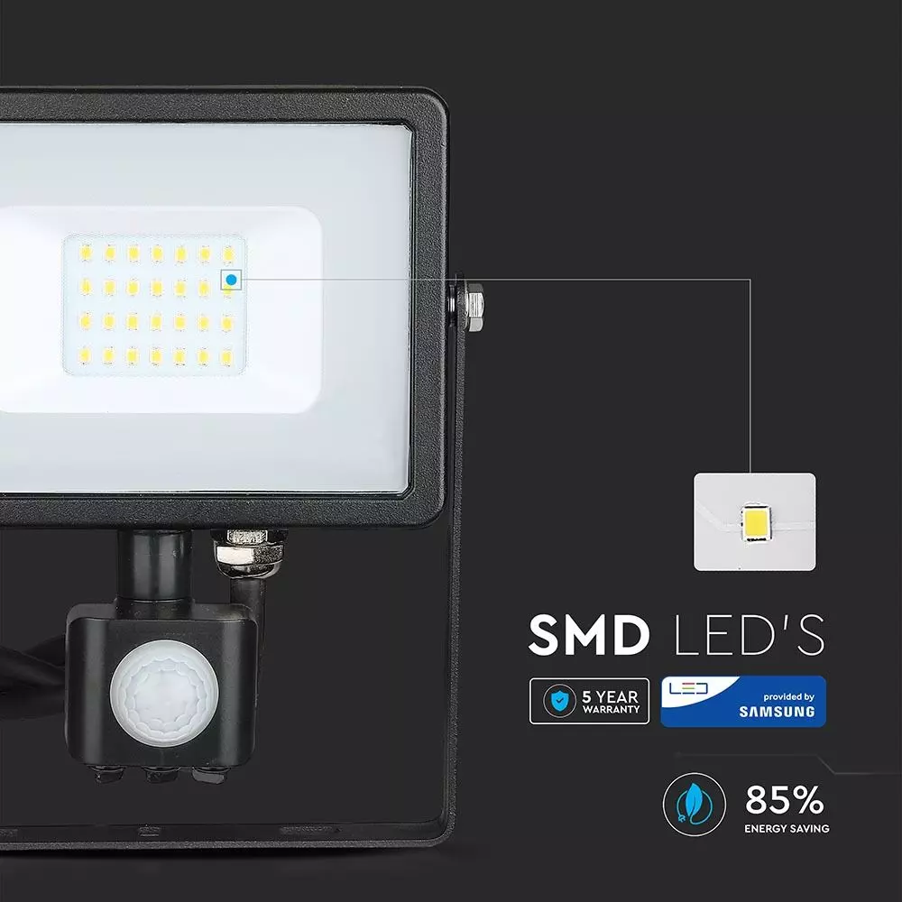 Proiector LED cu senzor 20W 6400K Alb Rece 453 [3]