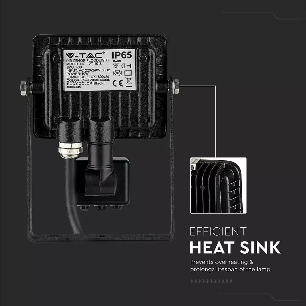 Proiector LED cu senzor 10W 6400K Alb Rece 438 [3]