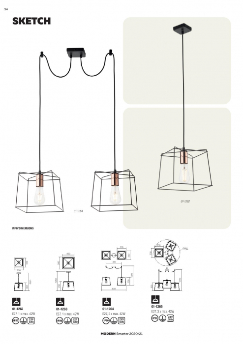 Suspensie Redo Sketch, negru, cupru, 1XE27, 30 cm [3]