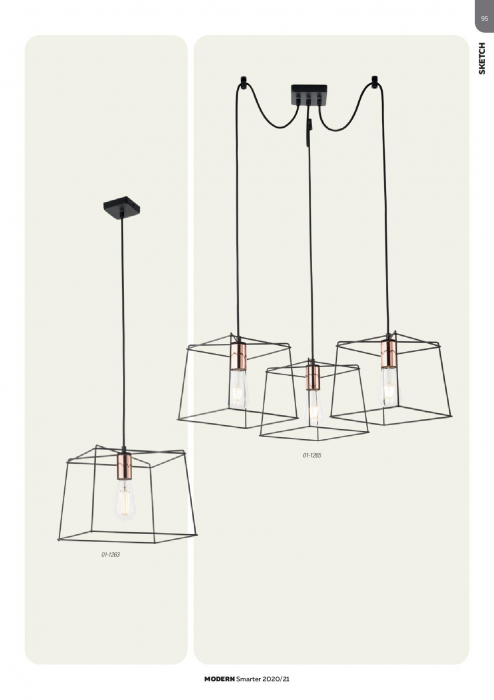 Suspensie Redo Sketch, negru, cupru, 1XE27, 30 cm [4]