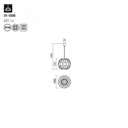 Pendul Redo Odeon, auriu, 1XE27, 01-1508 [3]