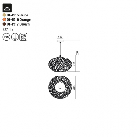 Suspensie Redo Filos, bej, 1XE27, 01-1515 [1]