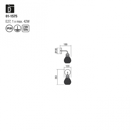 Aplica Redo Edison, negru, cupru 01-1575 [1]