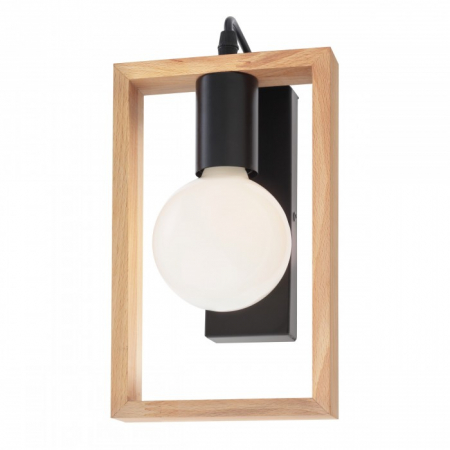 Aplica Redo Timber, negru mat, lemn fag, 1XE27, 01-1663