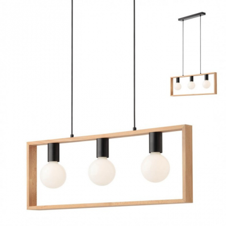 Lustra Redo Timber, negru mat, lemn fag, 3XE27, 01-1665