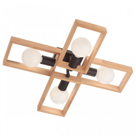 Candelabre, Lustre și Pendule LED - Lustra Redo Timber, negru, lemn natur, 4XE27, 01-1969