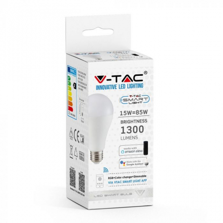 Bec LED Wi-Fi Smart 15W E27 Compatibil Cu Google Home Si Amazon Alexa RGB-WW-CW [2]