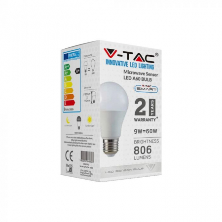 Bec LED Inteligent 9W E27 Cu Senzor Microunde Alb Cald [2]