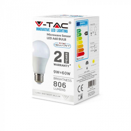 Bec LED Inteligent 9W E27 Cu Senzor Microunde Alb Cald [7]