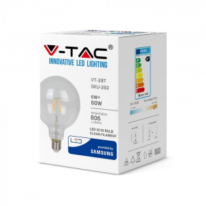 Bec LED Filament 6W E27 G125 CIP SAMSUNG - Alb Cald- 3 ani Garantie [6]