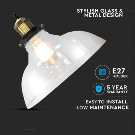 Pendul Suspendat E27 Metal + Sticla Transparent 5 Ani Garantie [1]