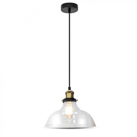 Candelabre, Lustre și Pendule LED - Pendul Suspendat E27 Metal + Sticla Transparent 5 Ani Garantie