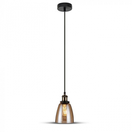 Candelabre, Lustre și Pendule LED - Pendul Suspendat E27 Metal + Sticla Amber 5 Ani Garantie