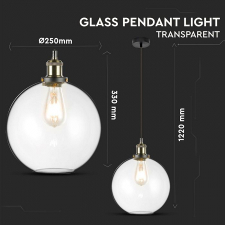 Pendul Design Modern Metal + Sticla Transparenta Ø250mm 5 Ani Garantie [2]