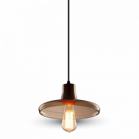 Candelabre, Lustre și Pendule LED - Pendul Suspendat Design Modern Lemn + Sticla Transparenta Ø235mm 5 Ani Garantie