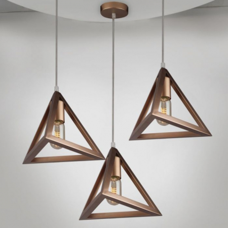 Pendul Suspendat E27 Metal Champagne Gold Geometric Triunghi 5 Ani Garantie [3]