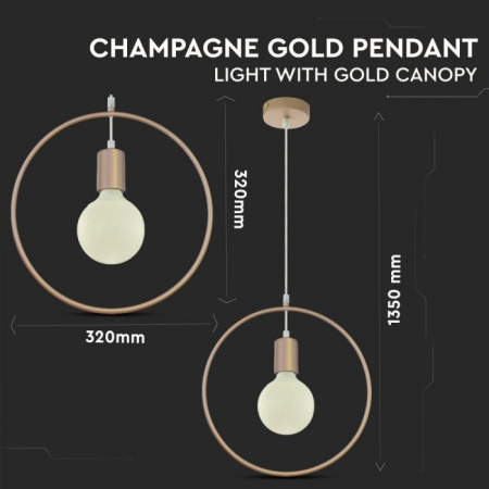 Pendul Suspendat E27 Metal Champagne Gold Geometric 5 Ani Garantie [2]