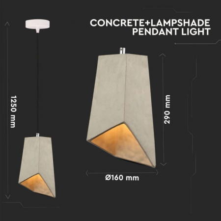 Pendul de Beton Suspendat E27 Abajur 5 Ani Garantie [2]