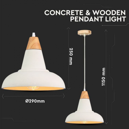 Pendul Design Suspendat Beton + Lemn E27 5 Ani Garantie [2]
