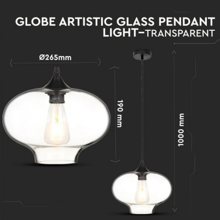 Pendul suspendat E27 Glob Sticla Transparent 5 Ani Garantie [2]