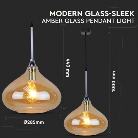Pendul Design Modern Sticla Amber Ø285mm 5 Ani Garantie [2]
