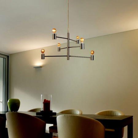 Candelabru modern ajustabil metalic gold sase brate cu soclu E27 -5 Ani Garantie [0]