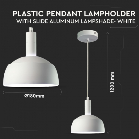 Pendul Plastic ALB E14 cu Margine Mobila de Aluminiu [3]
