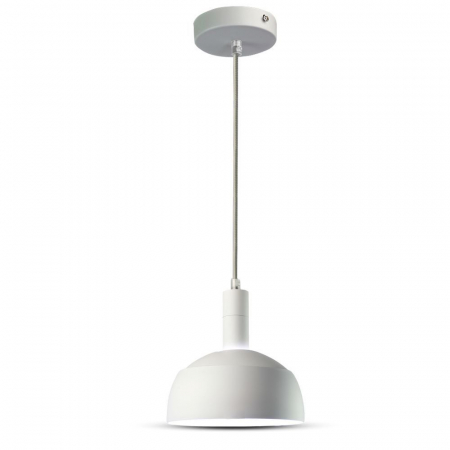Candelabre, Lustre și Pendule LED - Pendul Plastic ALB E14 cu Margine Mobila de Aluminiu