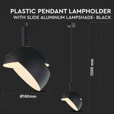 Pendul Plastic NEGRU E14 cu Margine Mobila de Aluminiu [3]