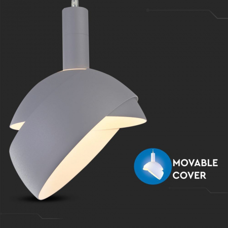 Pendul Plastic GRI E14 cu Margine Mobila de Aluminiu [5]