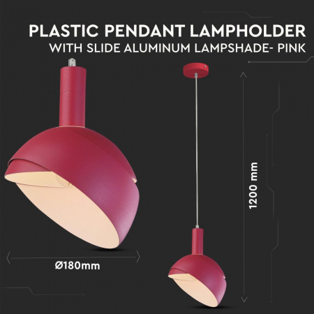Pendul Plastic ROZ E14 cu Margine Mobila de Aluminiu [3]
