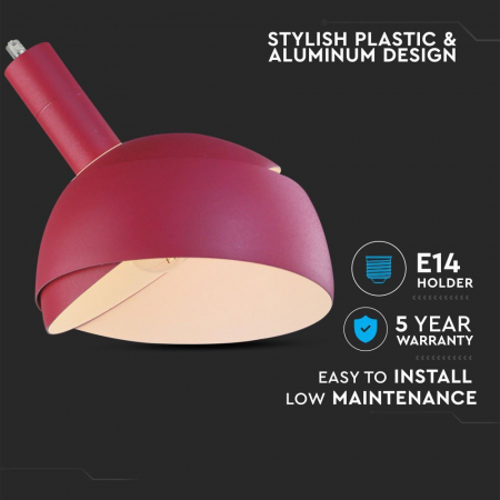 Pendul Plastic ROZ E14 cu Margine Mobila de Aluminiu [4]