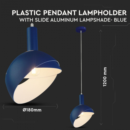 Pendul Plastic ALBASTRU E14 cu Margine Mobila de Aluminiu [3]