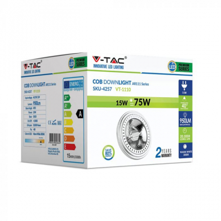 Bec spot LED AR111 15W 12V unghi disp. 40° Alb cald/Alb Rece [2]
